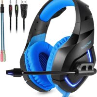 ONIKUMA Gaming Headset with Mic for Xbox One, PS4 - Black Blue