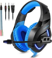 ONIKUMA Gaming Headset with Mic for Xbox One, PS4 - Black Blue