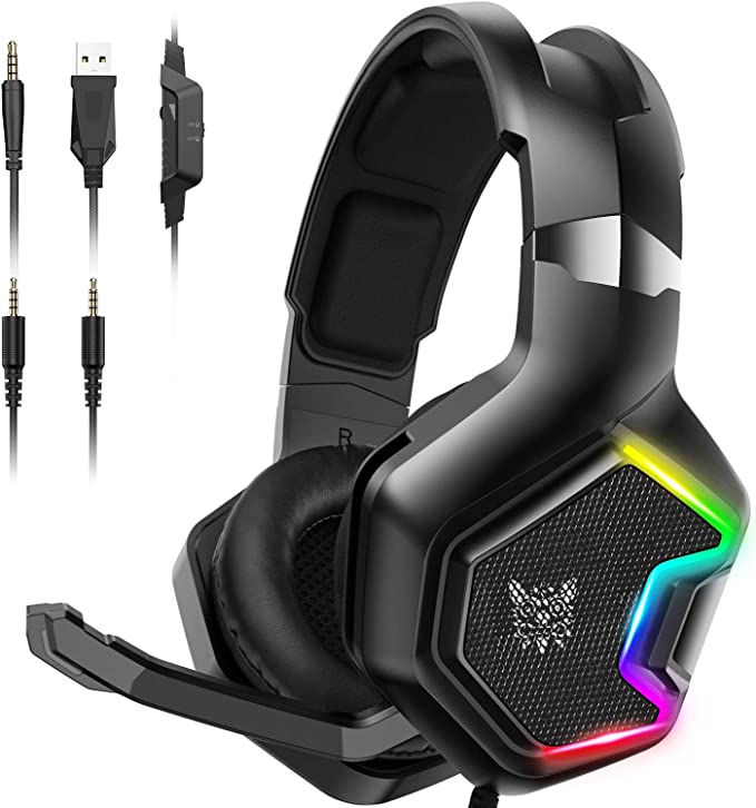 Onikuma K10 pro gaming Headset-RGB LED Light and microphone