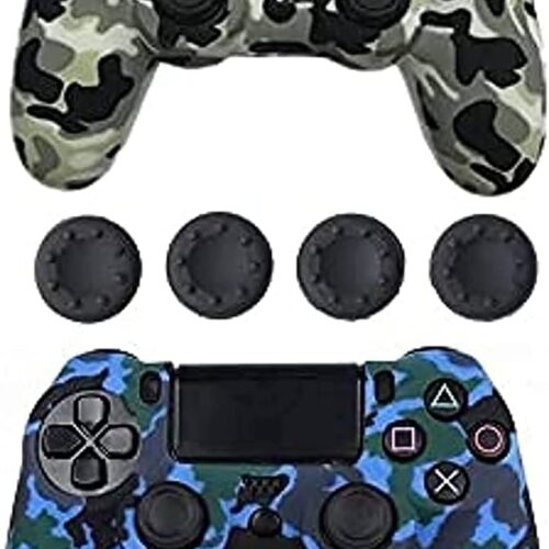 PS4 Silicone Army Case with 4 Controller Stick Covers - Pack of 2