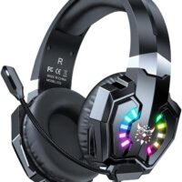 ONIKUMA X32 Professional Wired Gaming Headphones with HD microphone, stereo surround sound, and RGB lighting for PC, PS4, Xbox, and other gaming platforms.