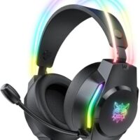 ONIKUMA X26 Professional Wired Gaming Headphones with HD microphone, stereo surround sound, and dynamic RGB lighting for PC, PS4, Xbox, and other gaming platforms.