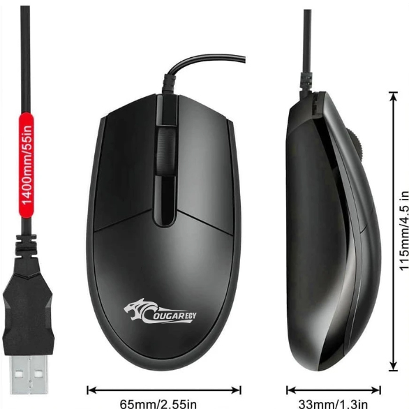 COUGAR-EGY Ergonomic Wired Mouse 1600 DPI - Smooth Tracking with High Precision for Work C002