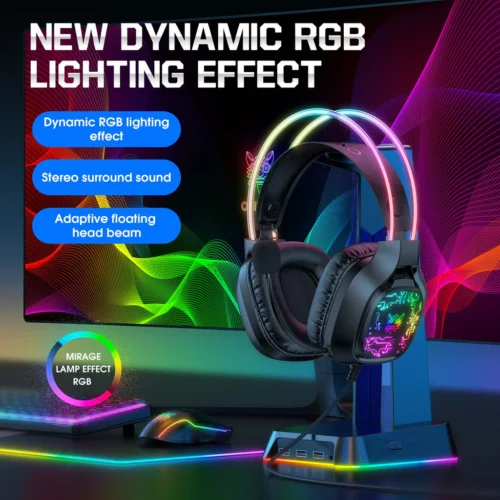 ONIKUMA X22 USB + 3.5mm RGB Dynamic Light Wired Gaming Headset with Mic, Cable 2m - Image 2