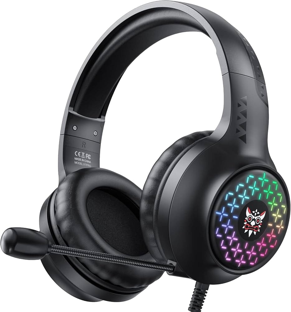 ONIKUMA X7 Pro Gaming Headset, RGB Lighting, Noise Cancelling Microphone, Black