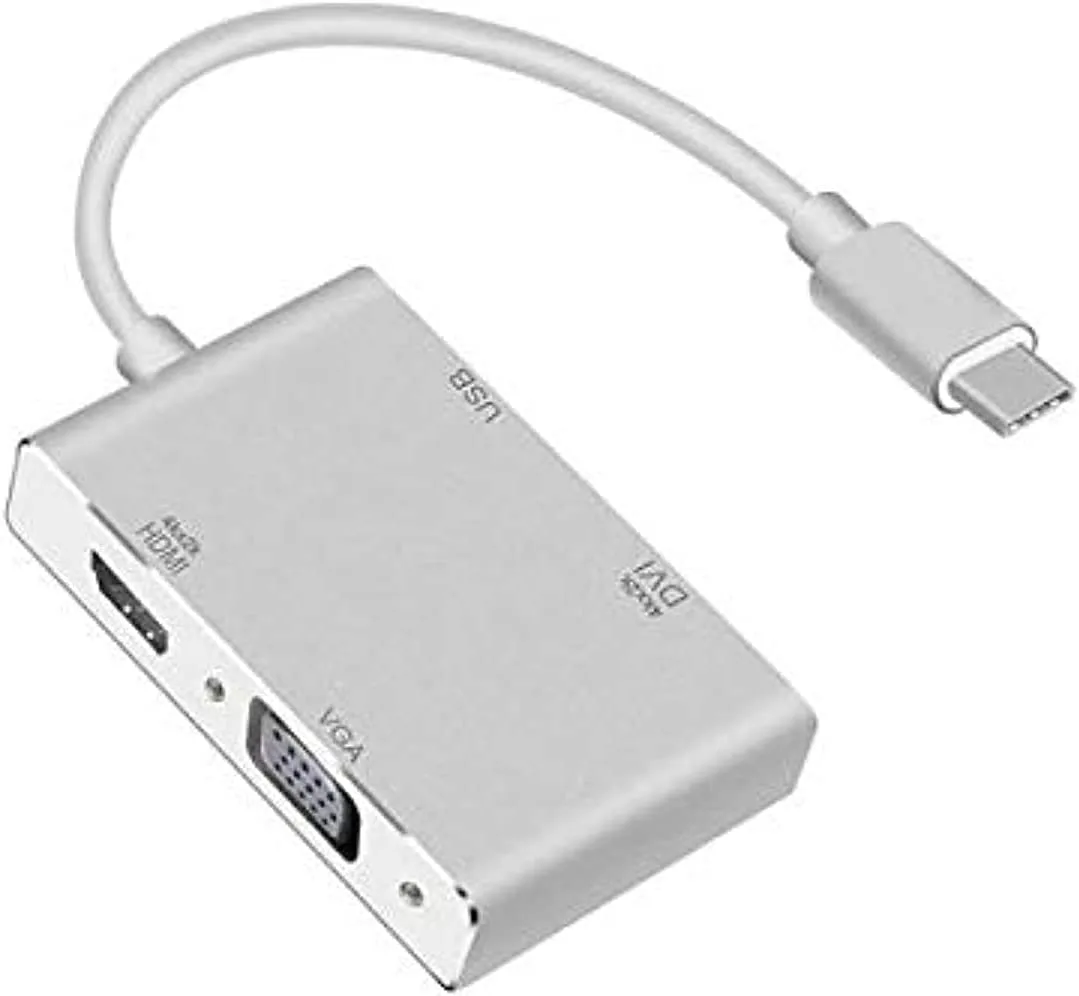 USB C to HDMI 4k Adaptor, Type C to VGA DVI HDMI & USB 3.0 Hub 4 in 1