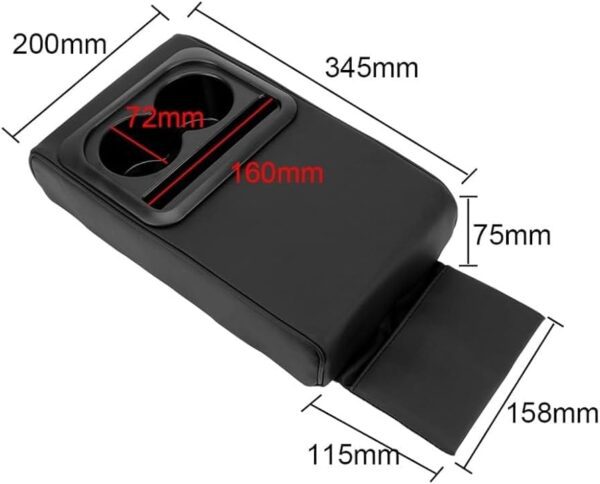 Car Armrest Cushion Pillow  Cover with Cup+Phone Holder, Memory Foam Armrest Cushion Universal Fit for Most Cars. - Image 2