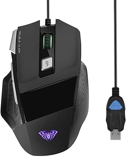 AULA S12 Gaming Mouse up to 4800 DPI with 7 Customized Marco Keys Breath Lighting for Cumputer PC Laptop