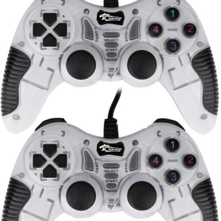 COUGAR-EGY (9012) USB Wired Double Gamepad Turbo Controller with Vibration Function For PC or Laptop, 1.5 Meter (white)