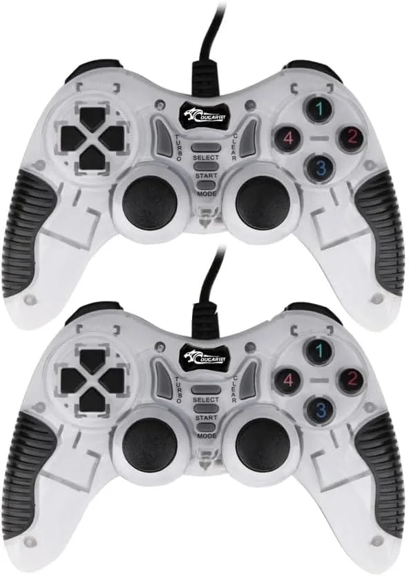 COUGAR-EGY (9012) USB Wired Double Gamepad Turbo Controller with Vibration Function For PC or Laptop, 1.5 Meter (white)