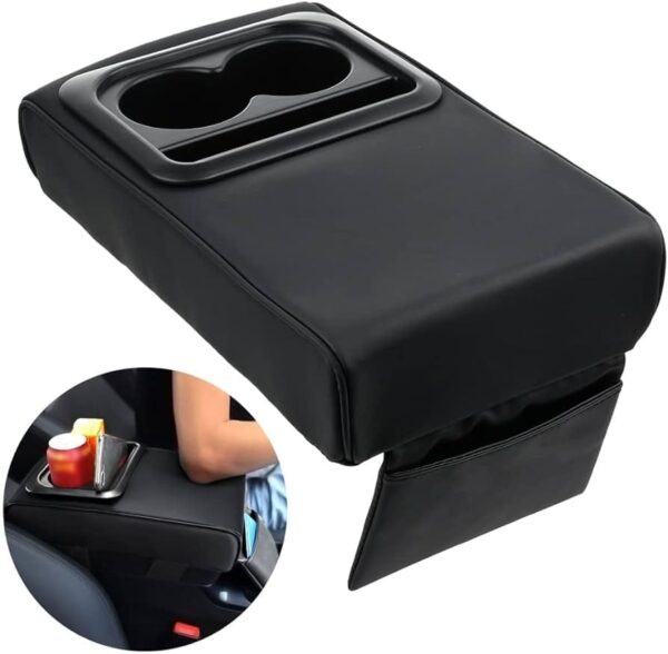 Car Armrest Cushion Pillow  Cover with Cup+Phone Holder, Memory Foam Armrest Cushion Universal Fit for Most Cars. - Image 3