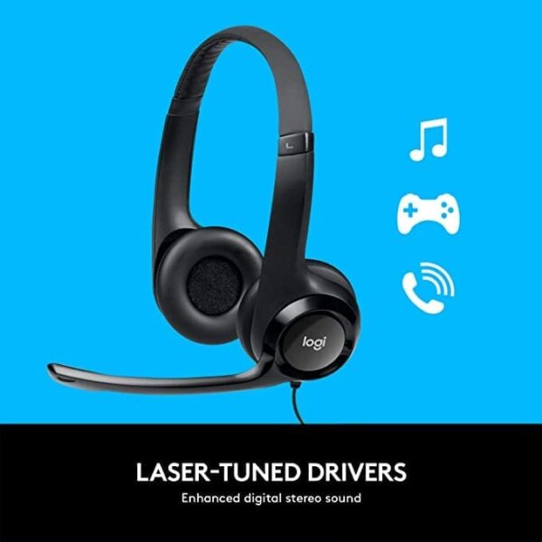 Logitech Wired Headset H390 , Stereo Headphones-Noise-Cancelling Microphone - Black - Image 2