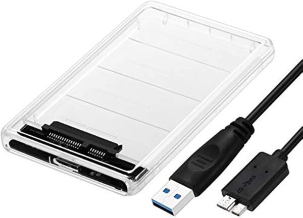 USB 3.0 to SATA 3.0 Adapter with Case, AUYOUWEI 2.5 inch SATA HDD/SSD Up to 2TB High-Speed External Hard Disk Drive Enclosure HD Transparent Box, Support UASP SATA III