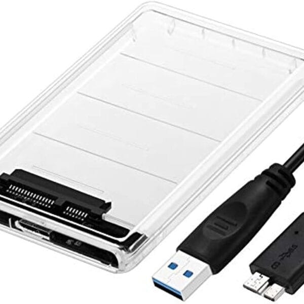 USB 3.0 to SATA 3.0 Adapter with Case, AUYOUWEI 2.5 inch SATA HDD/SSD Up to 2TB High-Speed External Hard Disk Drive Enclosure HD Transparent Box, Support UASP SATA III
