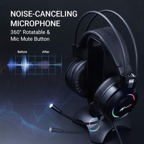 PC Headset with Dynamic Sensory & Noise-Cancelling Mic, 7.1 Surround Sounds, Mute Controls, LED Light, RGB Light - Image 4