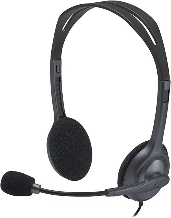 Logitech H111 Wired Headset , Stereo Headphones with Noise-Cancelling Microphone, 3.5 mm Audio Jack, PC/Mac/Laptop/Smartphone/Tablet - Black