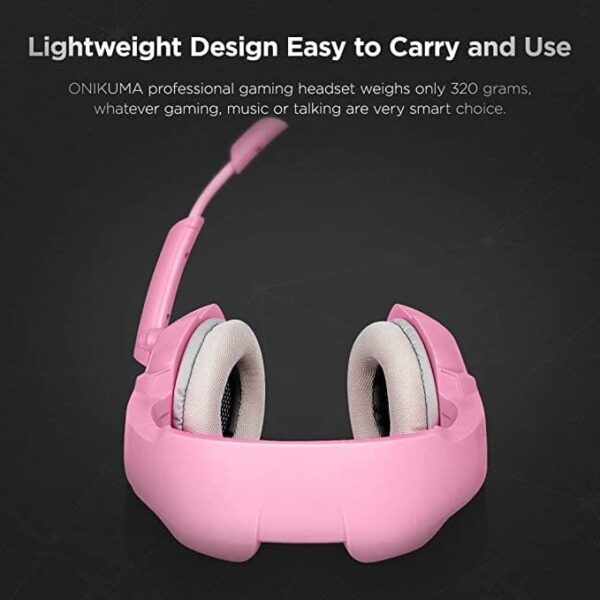 ONIKUMA K5 Gaming Headset – Stereo – Noise canceling Mic - Pink - Image 2