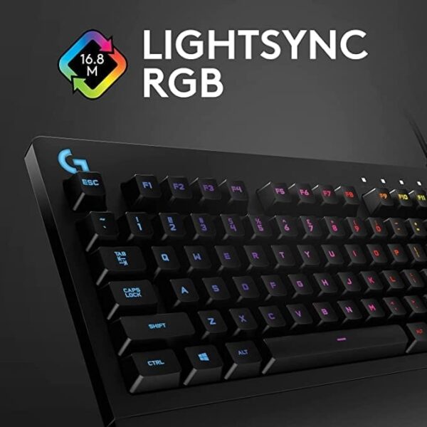 Logitech G213 Prodigy Gaming Keyboard, LIGHTSYNC RGB Backlit Keys, Spill-Resistant, Customizable Keys, Dedicated Multi-Media Keys – Black - Image 2