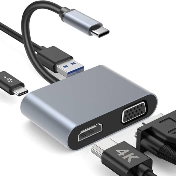 USB C Hub,  4 in 1 USB Type C Hub MST with HDMI, VGA, USB 3.0,100W PD Charging, USB C to HDMI VGA Adapter for MacBook Pro/iPad Pro/Google PixelBook/Dell XPS/Nintendo Switch