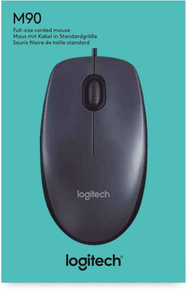 Logitech M90 Optical Wired Mouse - Black - Image 3
