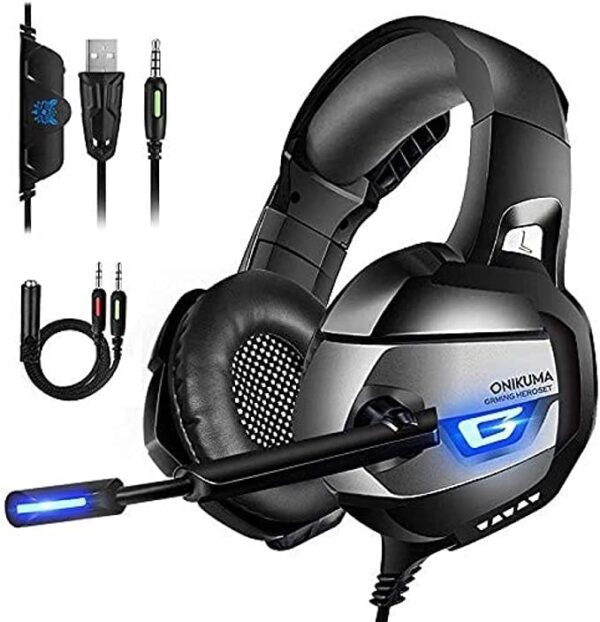 ONIKUMA K5 7.1 Virtual Surround Sound Gaming Headset- Blue - Image 2