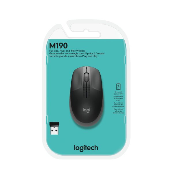 Logitech M190 Wireless Mouse Precise Cursor Control - Black - Image 3