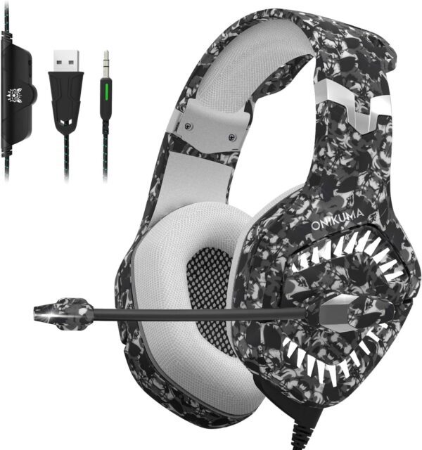 Onikuma K1 Pro 3.5mm Jack Gaming Headset for Mobile, Pc, Ps4 Xbox - Camouflage grey