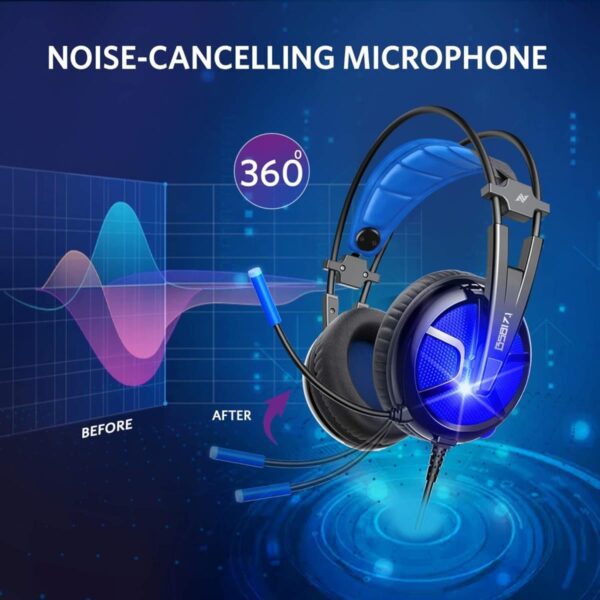 PC Headset with Dynamic Sensory & Noise-Cancelling Mic, 7.1 Surround Sounds, Mute Controls, LED Light, RGB Light - Image 3