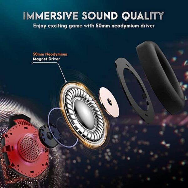 Onikuma K2 Pro Stereo Over Ear Gaming Headset - Red - Image 2