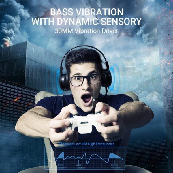PC Headset with Dynamic Sensory & Noise-Cancelling Mic, 7.1 Surround Sounds, Mute Controls, LED Light, RGB Light - Image 3