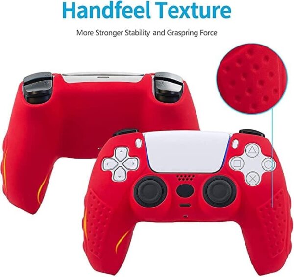 Anti-Slip Silicone Skin Protective Cover for Playstation 5 DualSense Wireless Controller (Red) - Image 2