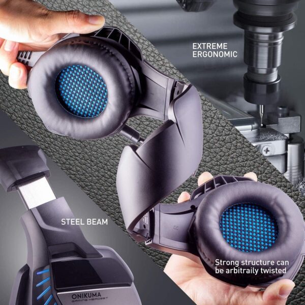 ONIKUMA Headset K5 Pro for Gaming 7.1 Virtual Surround Sound & Noise Cancelling - Blue - Image 2
