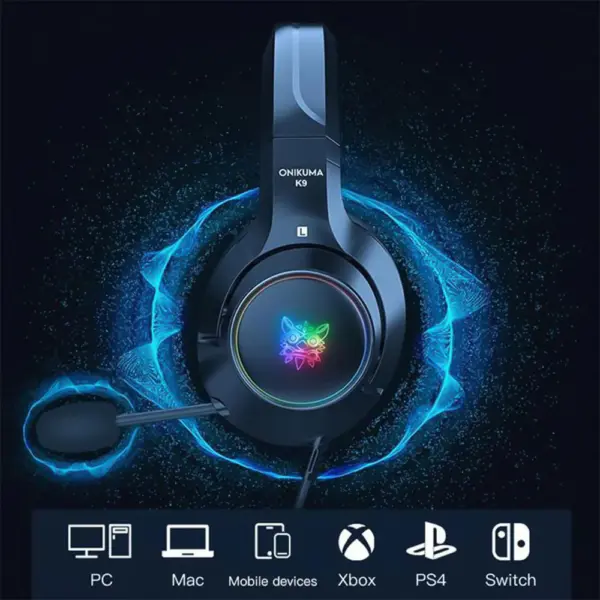 ONIKUMA K9 RGB Stereo Gaming Headset for PS4, Xbox, PC - Image 2