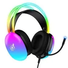 ONIKUMA X25 Gaming Headset USB & 3.5 RGB Light, 3D Stereo Noise Cancellation Multi Platform Compatibility (black)