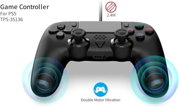 Wired Controller Compatible with PS5/PS5 Pro/PS5 Slim/PC - Wired Controller with Built-in Advanced Back Buttons Programming/Turbo,with Thumbsticks | 2 High-Rise, 2 Mid-Rise (Black) - Image 2