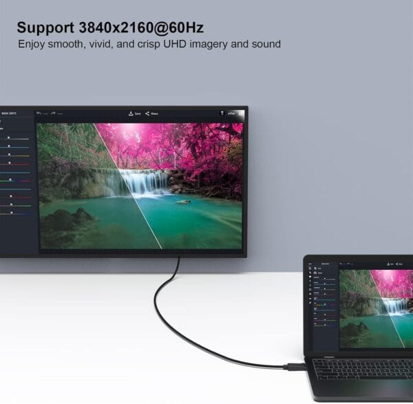 OUGAR-EGY DisplayPort to DisplayPort 5M Cable, DP to DP Male to Male Cable Gold-Plated Cord, Supports 4K@60Hz, 2K@144Hz Compatible for Lenovo, Dell, HP, ASUS and More - Image 2