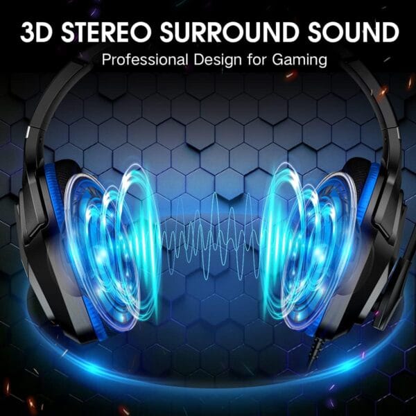 nulliplex Gaming Headset Xbox one Headset with Mic Stereo Gaming Headset, Noise Immunity Swivel Mic & LED Light, Suspension Headband PS4 VR Headphone Compatible with PC PS5 Xbox One (Bblue) - Image 3