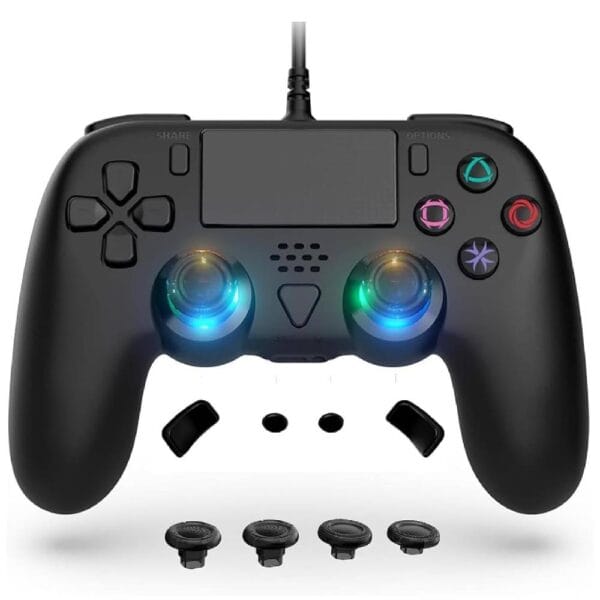 Wired Controller Compatible with PS5/PS5 Pro/PS5 Slim/PC - Wired Controller with Built-in Advanced Back Buttons Programming/Turbo,with Thumbsticks | 2 High-Rise, 2 Mid-Rise (Black)
