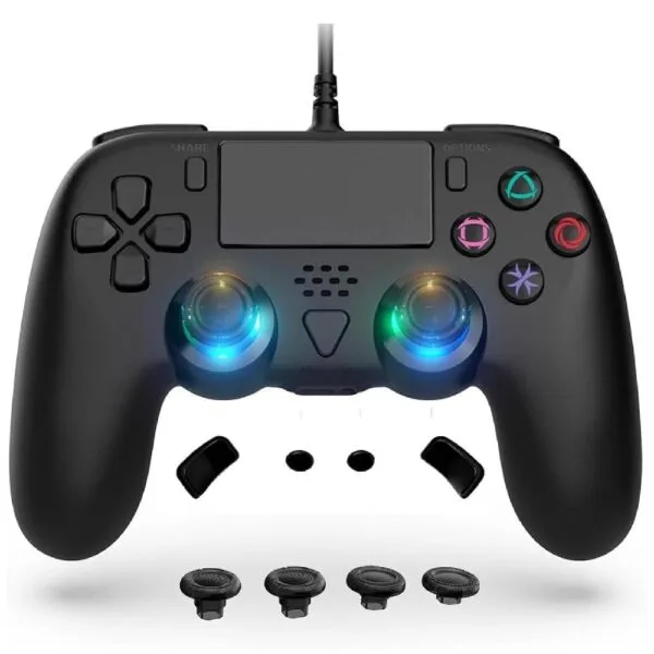 Wired Controller Compatible with PS5/PS5 Pro/PS5 Slim/PC - Wired Controller with Built-in Advanced Back Buttons Programming/Turbo,with Thumbsticks | 2 High-Rise, 2 Mid-Rise (Black)