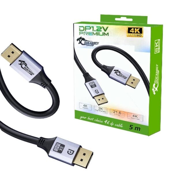 OUGAR-EGY DisplayPort to DisplayPort 5M Cable, DP to DP Male to Male Cable Gold-Plated Cord, Supports 4K@60Hz, 2K@144Hz Compatible for Lenovo, Dell, HP, ASUS and More
