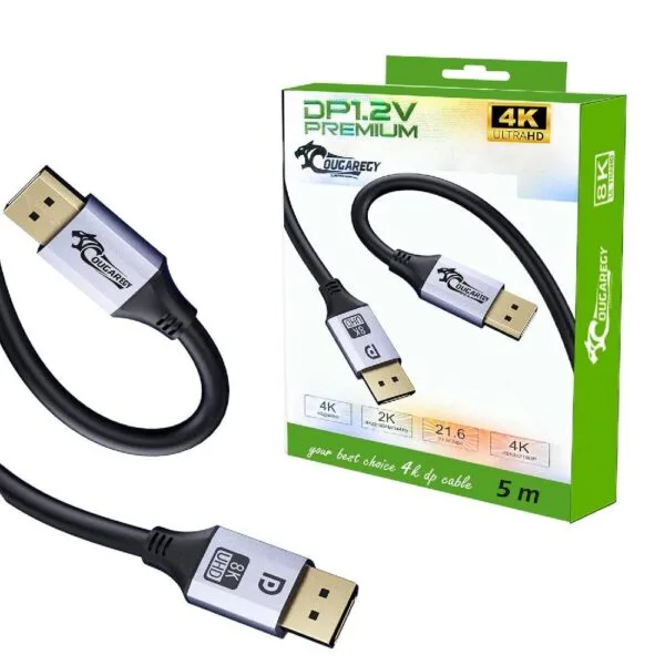 OUGAR-EGY DisplayPort to DisplayPort 5M Cable, DP to DP Male to Male Cable Gold-Plated Cord, Supports 4K@60Hz, 2K@144Hz Compatible for Lenovo, Dell, HP, ASUS and More