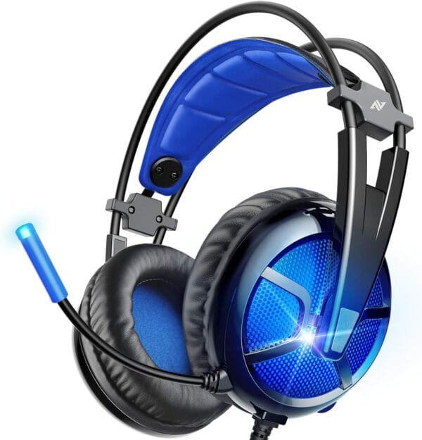 ABKONCORE B58ABKONCORE B581 USB Gaming Headset with 7.1 Surround Sound, PC Headset with Noise Cancelling Microphone, LED Light Headphones for PC, Laptop