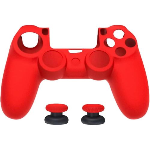 Dobe Silicone Cover Case For PS4 DualShock Controller & Analogs - 2in 1 -0425 ( multi-color) - red