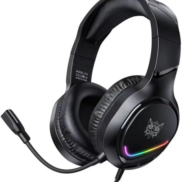 ONIKUMA X31 Wired Headphones with RGB Colorful Lighting Surround Sound Wired Headset for PC Gamers Gaming Xbox